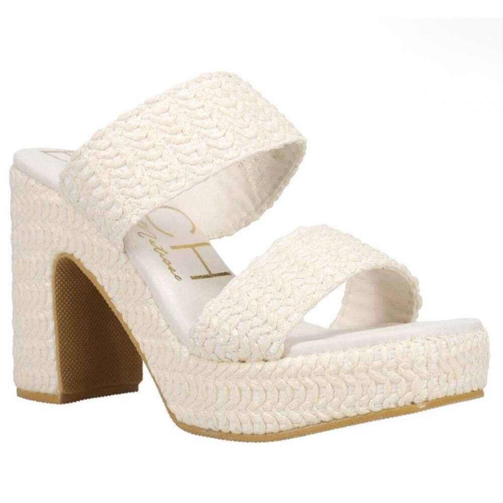 BEACH by Matisse Gem Platform Block Heels White Heels size 9 NWB - Picture 2 of 5